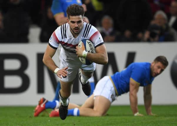 Hugo Bonneval of France scores a second half try.  Picture: Mike Hewitt/Getty Images