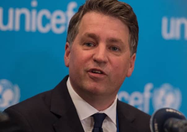 Justin Forsyth gives a Unicef media briefing on the plight of refugee children in 2016. Photograph: Bryan R Smith/Getty