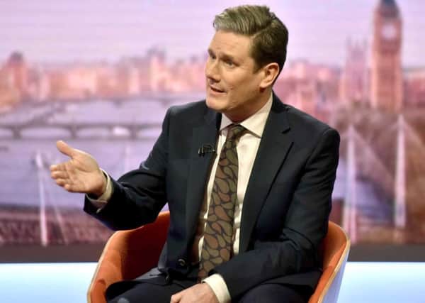 Sir Keir Starmer during the BBC1 current affairs programme, The Andrew Marr Show. Picture; BBC/PA