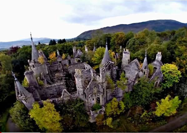Dunalastair House, Kinloch Rannoch, was bought by a Glasgow foundry owners and latterly used as a boarding school . It is now a dangerous ruin. PIC: YouTube/Fly'n Brian.