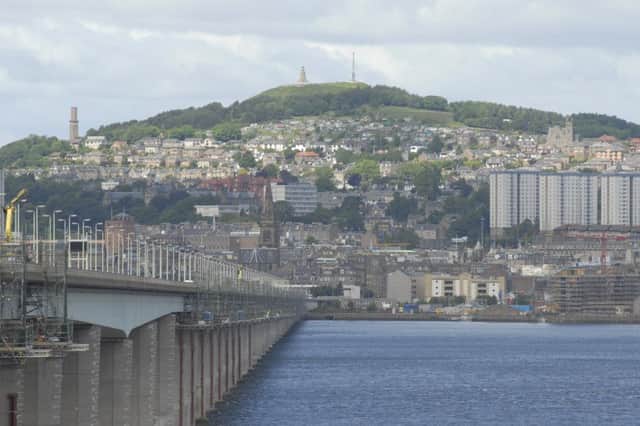 The couple were caught in the stairwell leading up to the Tay Road Bridge in Dundee. Picture: Craig Stephen