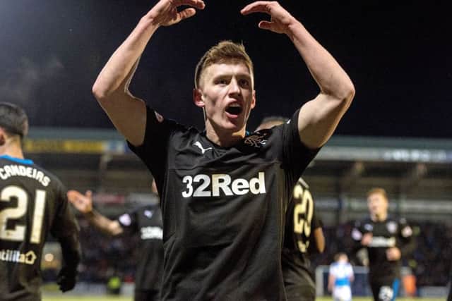 Greg Docherty celebrates as Rangers defeat St Johnstone 4-1 at McDiarmid Park. Picture: SNS Group