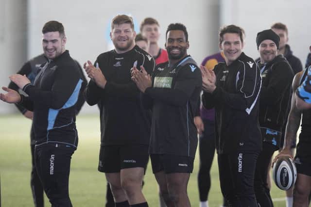 Glasgow Warriors players at a training session at Toryglen. Picture: SNS Group