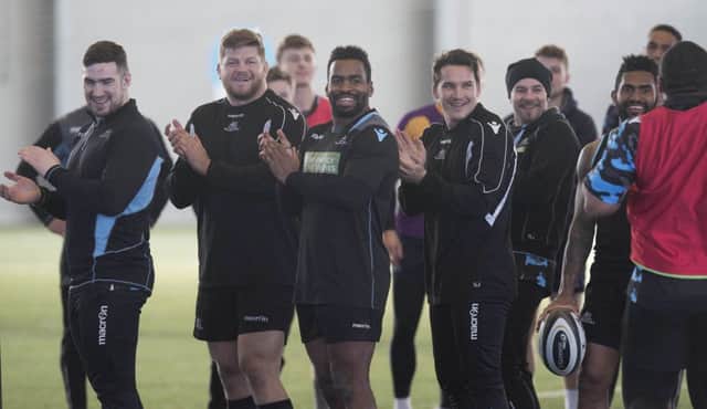 Glasgow Warriors players at a training session at Toryglen. Picture: SNS Group