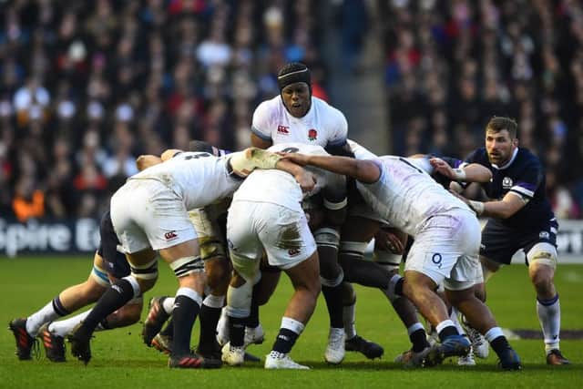 Scotland were able to successfully deal with Englands attempts to establish rolling mauls in their 25-13 Calcutta Cup victory. Picture: Andy Buchanan/AFP/Getty