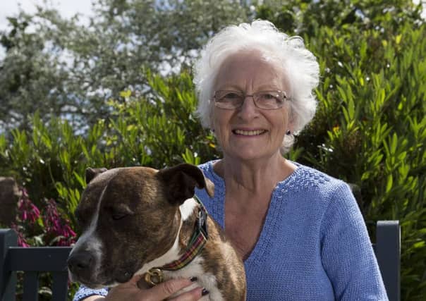 Duchess of Hamilto with her Dogs Tara and Massie.
Picture: Alan Rennie