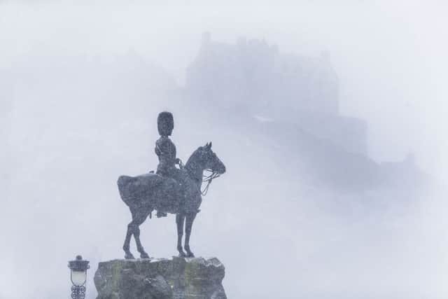 Edinburgh Castle is barely visible from Princes Street