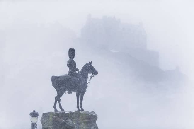 Edinburgh Castle is barely visible from Princes Street