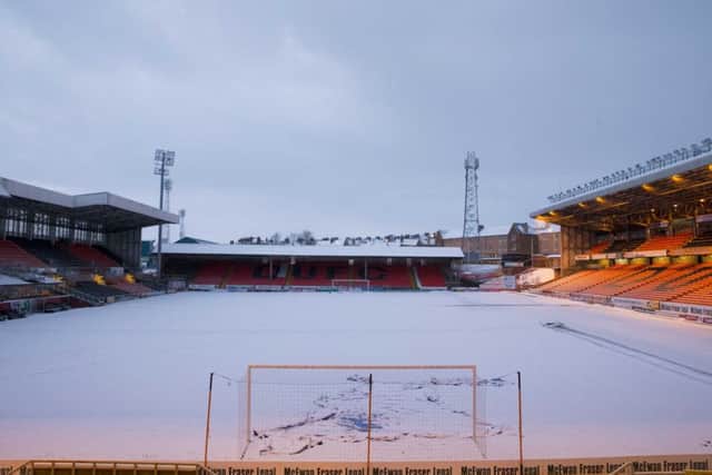 A snowy Tannadice. Picture: SNS Group