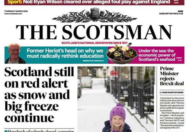 Today's front page of The Scotsman