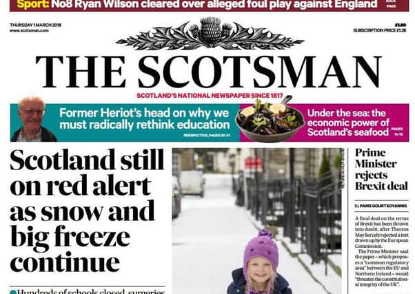 Today's front page of The Scotsman