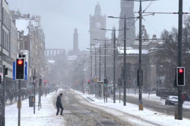 Snowy conditions on Princes Street in Edinburgh. Picture; PA