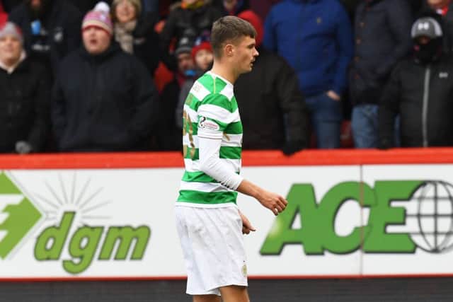Mikael Lustig was sent off during Celtic's win at Aberdeen. Picture: SNS