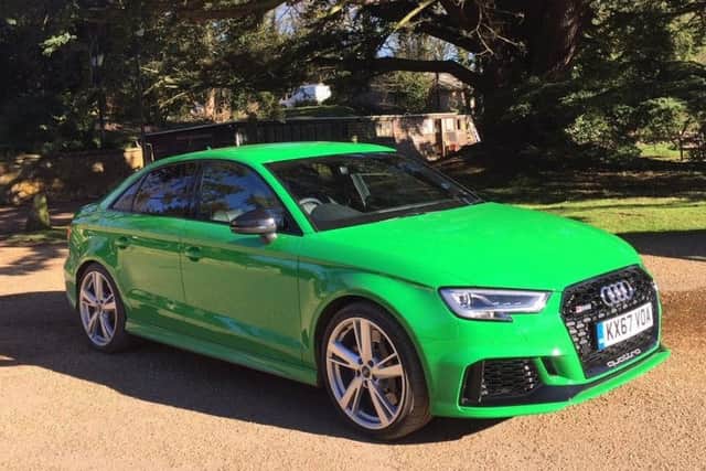The RS3 saloon in Viper green