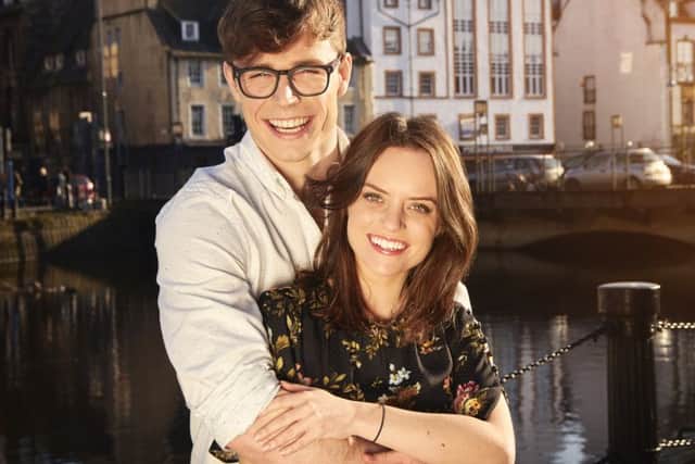 Adam (Callum Kerr) and Jayne (Rebecca Harrod) both work as assistants to MSPs. Picture; Robert Michael Wilson.