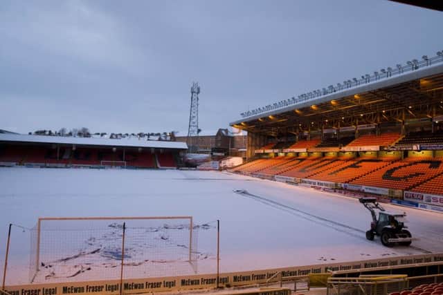 Tannadice Park on Tuesday as Dundee United's game against Queen of the South is postponed due to adverse weather. Picture: SNS