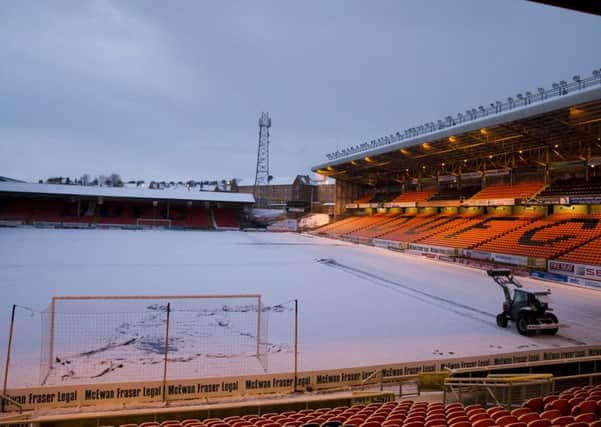Tannadice Park on Tuesday as Dundee United's game against Queen of the South is postponed due to adverse weather. Picture: SNS
