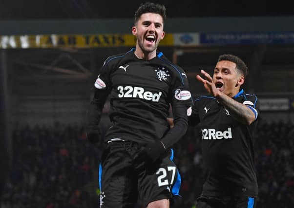 Sean Goss celebrates his goal against St Johnstone. Picture: SNS Group