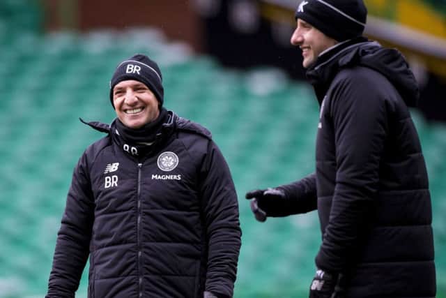 Celtic boss Brendan Rodgers, left, and first-team coach John Kennedy. Picture: SNS