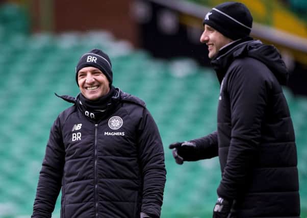 Celtic boss Brendan Rodgers, left, and first-team coach John Kennedy. Picture: SNS