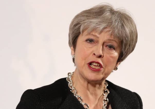 Theresa May delivers her speech on Brexit at the Mansion House on Friday. Picture: Jonathan Brady/Getty