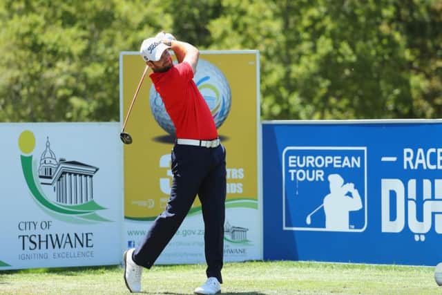 Scott Jamieson tees off during the third round yesterday. Photograph: Getty