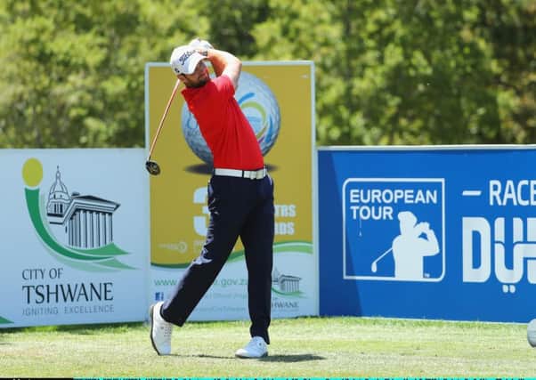 Scott Jamieson tees off during the third round yesterday.  Photograph: Getty