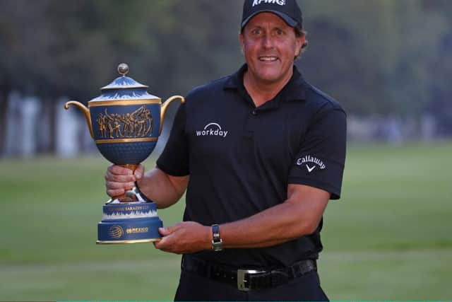 Phil Mickelson with the trophy after his win in the WGC-Mexico Championship. Picture: Getty Images