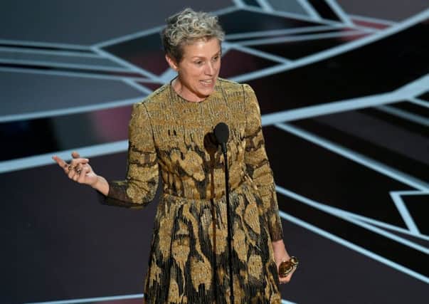 Actor Frances McDormand accepts Best Actress for 'Three Billboards Outside Ebbing, Missouri' onstage during the 90th Annual Academy Awards. Picture; Getty