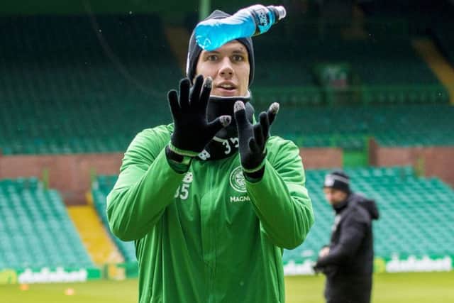 Whether Celtic play three at the back or four, Kristoffer Ajer is expected to take his place in the team to face Rangers on Sunday. Picture: SNS.