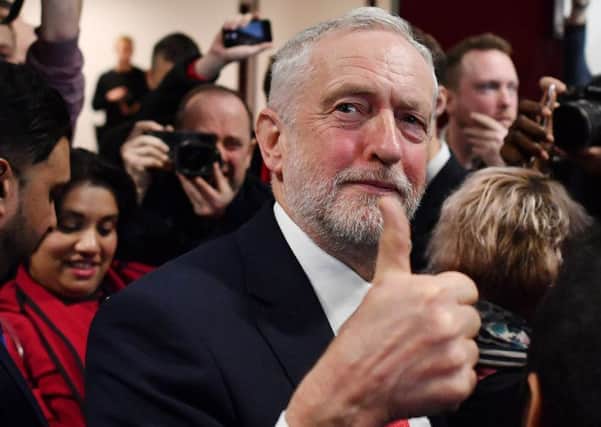 Jeremy Corbyn distracted attention from the misspelling of party founder Keir Hardie's name (Picture: AFP/Getty)