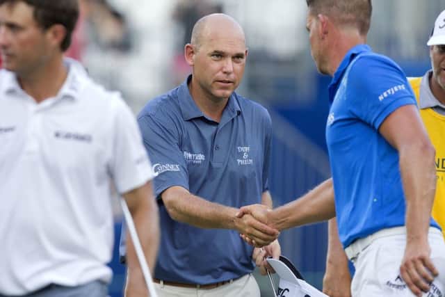 Bill Haas returns to golf this week at the Valspar Championship. He is playing for the first time since he was the passenger in a car accident that killed the driver in Los Angeles. Picture: Andrew Krech/News & Record via AP