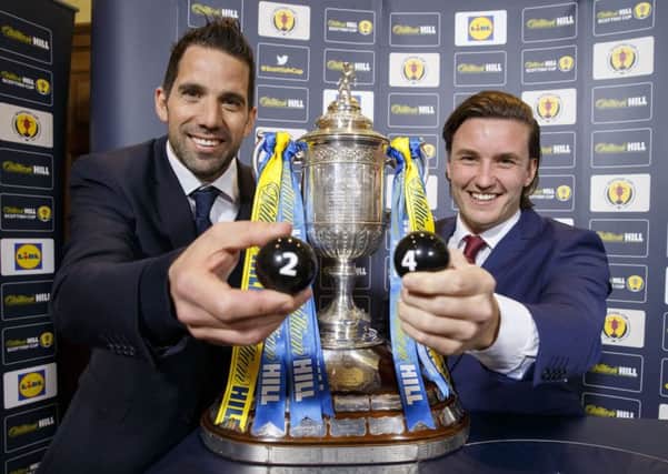 Livingston goalkeeper Neil Alexander and tennis player Gordon Reid
 made the Scottish Cup semi-final draw, which paired  Rangers with Celtic and Motherwell with either Aberdeen or Kilmarnock. Picture: Steve  Welsh