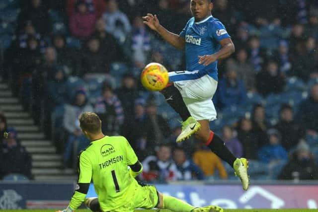 Alfredo Morelos failed to find the net against Falkirk, much to the Rangers striker's frustration. Picture: Mark Runnacles/Getty Images