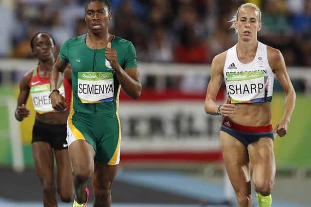South Africa's Caster Semenya racing against Lynsey Sharp at the 2016 Olympic Games in Rio. Picture: Adrian Dennis/AFP/Getty Images