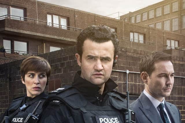 McClure as DConstable Kate Fleming in Line of Duty, with Daniel mays and Martin Compston (C) World Productions - Photographer: Steffan Hill
