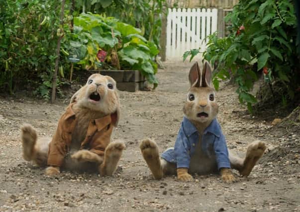 Benjamin Bunny and and Peter Rabbit, voiced by Colin Moody and James Corden PIC:  Columbia/Sony Pictures/Kobal/REX/Shutterstock