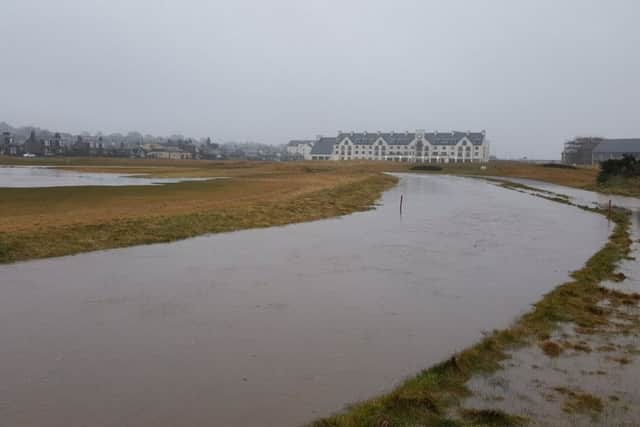The flooding of the Barry Burn at Carnoustie after the recent winter weather. Picture: Craig Boath