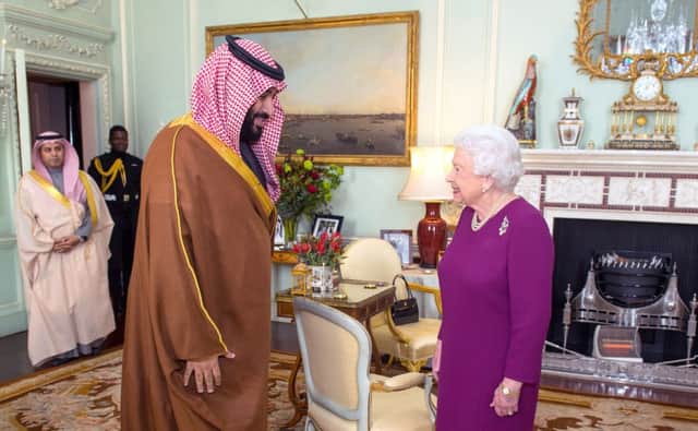 Mohammad bin Salman meets the Queen at Buckingham Palace.
