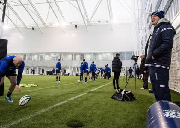 Scotland head coach Gregor Townsend puts the players through their paces. Picture: SNS