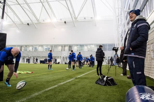 Scotland head coach Gregor Townsend puts the players through their paces. Picture: SNS