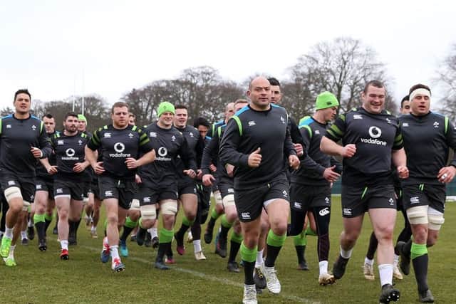 The Ireland team are put through their paces at Carton House in Co Kildare. Picture: PA
