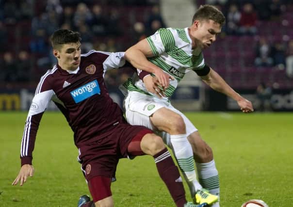 Derk Boerrigter in action for Celtic against Hearts' Callum Paterson in 2013. Picture: Craig Foy/SNS