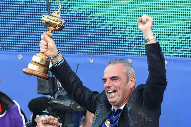 European captain Paul McGinley celebrates after the 2014 Ryder Cup at Gleneagles. Picture: Ian Rutherford