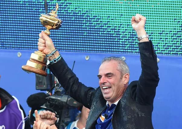 European captain Paul McGinley celebrates after the 2014 Ryder Cup at Gleneagles. Picture: Ian Rutherford