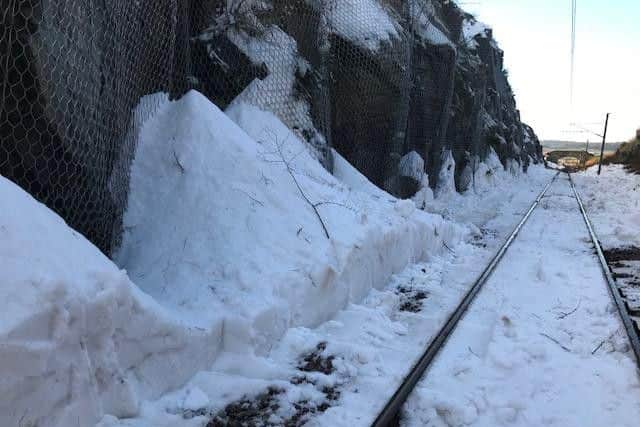 Snow on the blocked North Berwick-Drem line. Picture: ScotRail Alliance