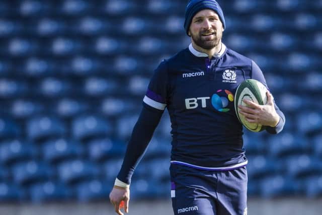 Scotland skipper John Barclay at a training session at Murrayfield. Picture: SNS Group