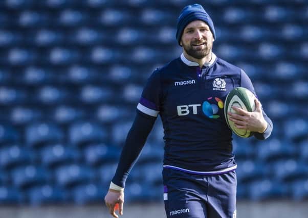 Scotland skipper John Barclay at a training session at Murrayfield. Picture: SNS Group