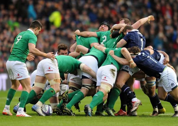 The
Ireland forwards put Scotland's pack under pressure during last year's Six Nations clash at BT Murrayfield. Picture: David Gibson/REX/Shutterstock