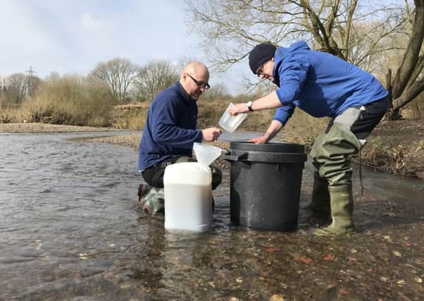 University of Manchester researchers Professor Jamie Woodward and Dr James Rothwell collected sediment samples from the bed of the River Mersey to study the effects of flooding on microplastic pollution
